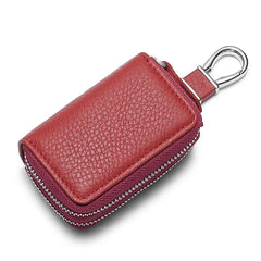 Leather Key Wallets Double Zipper Car Key Holder Men Business Keys Organizer