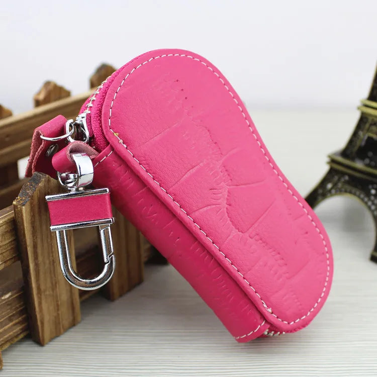 Leather Keychain Holder Organizer Wallet Car Key Pouch
