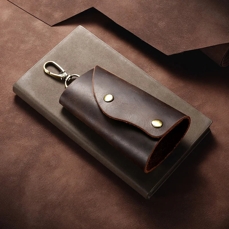 Vintage Leather Keychain Men Key Wallet Housekeeper Organizer Pouch