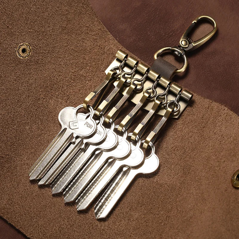 Vintage Leather Keychain Men Key Wallet Housekeeper Organizer Pouch