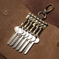 Vintage Leather Keychain Men Key Wallet Housekeeper Organizer Pouch