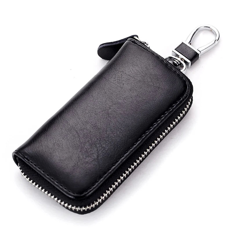 Leather Keychain Wallet Multi-function Car Key Holder Zipper