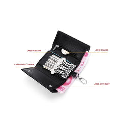 Leather Keychain Wallet Solid Multifunctional Key Case Cow Leather Key Wallet