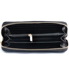 Flower Embossed Cowhide Long Wallet Zipper Clutch Bag for Women