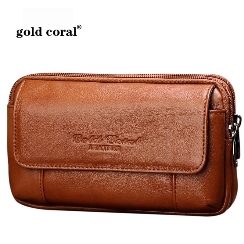 Leather Men Small Hip Waist Bags Male Fanny Pack Phone Pouch Bum Belt Bag