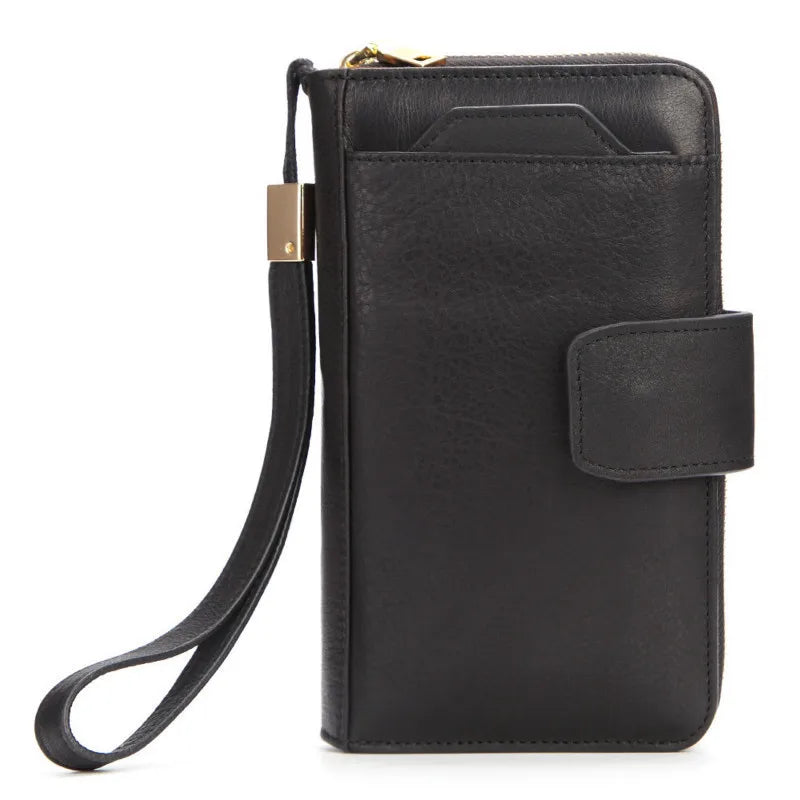 Vintage Leather Men Wallet Long Clutch Phone Pocket Man Purse