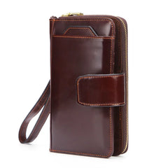 Vintage Leather Men Wallet Long Clutch Phone Pocket Man Purse