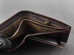 Crocodile Vintage Bifold Cowhide Wallet Money Clip