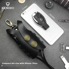 Men's Leather Key Wallet Car Smart Key Holder Housekeeper Key Case Pouch