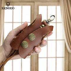 Men's Leather Key Wallet Car Smart Key Holder Housekeeper Key Case Pouch