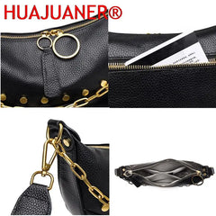 Leather Shoulder Bags Chain Ladies Handbag Rivet Semicircle Messenger Bags Tote