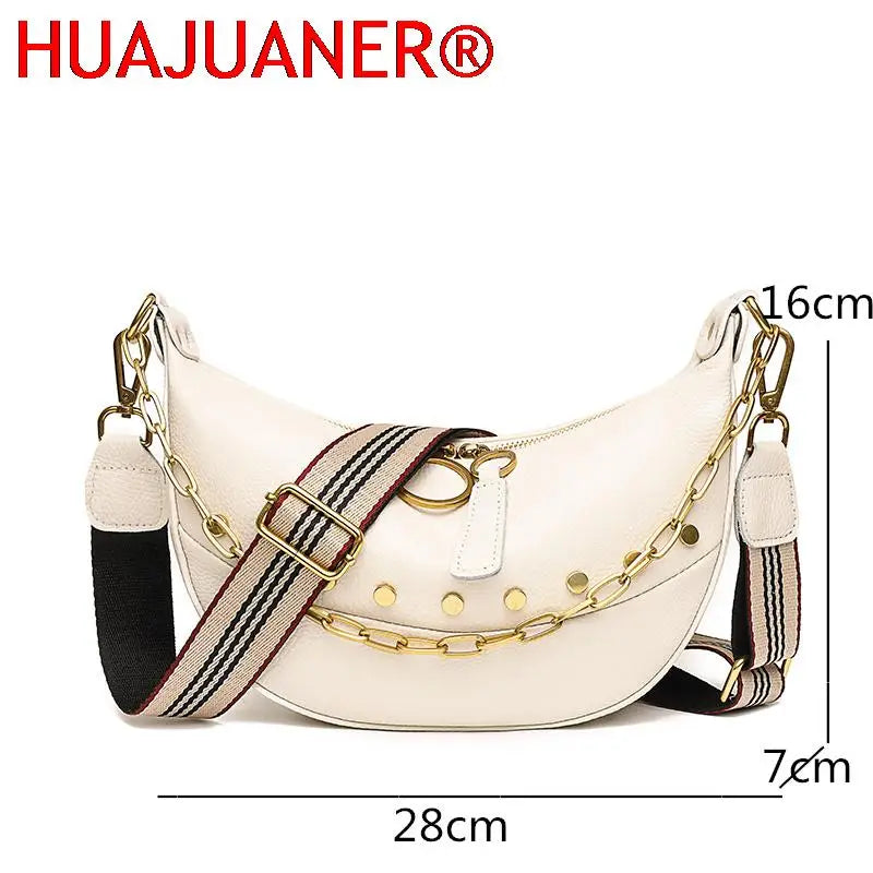 Leather Shoulder Bags Chain Ladies Handbag Rivet Semicircle Messenger Bags Tote
