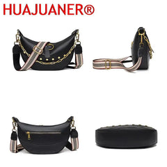 Leather Shoulder Bags Chain Ladies Handbag Rivet Semicircle Messenger Bags Tote