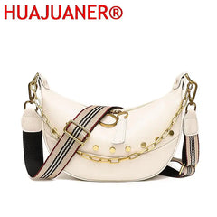 Leather Shoulder Bags Chain Ladies Handbag Rivet Semicircle Messenger Bags Tote