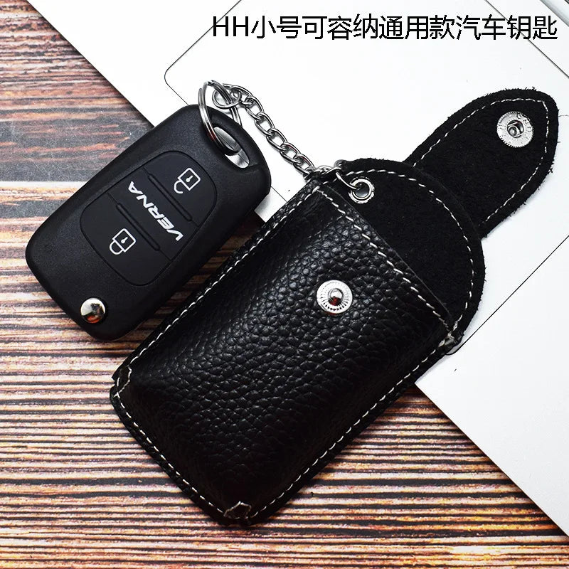 Leather Smart Key Holder Wearable Belt Car Key Wallet Organizer