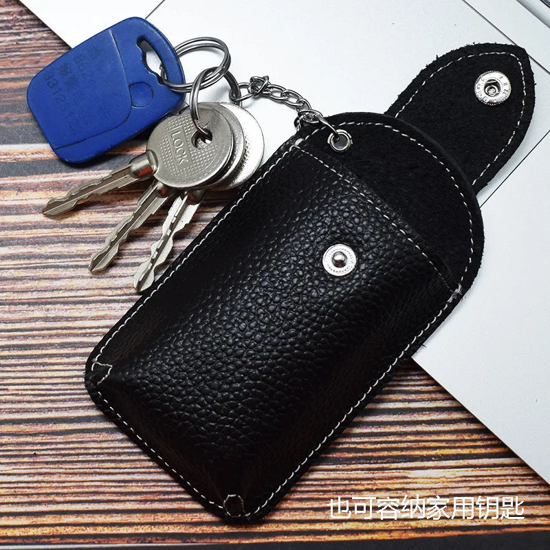 Leather Smart Key Holder Wearable Belt Car Key Wallet Organizer