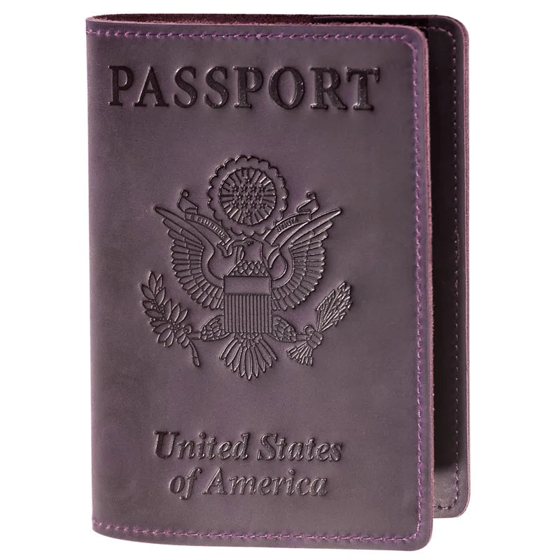 Vintage Cow Leather Passport Holder Case For Men & Women