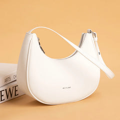 Leather Underarm Women Shoulder Bag Crossbody Bag Cowhide Half Moon Handbags