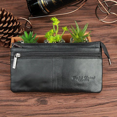 Men's Leather Waist Bag Fanny Pack Cowhide Phone Pouch Sling Pillow