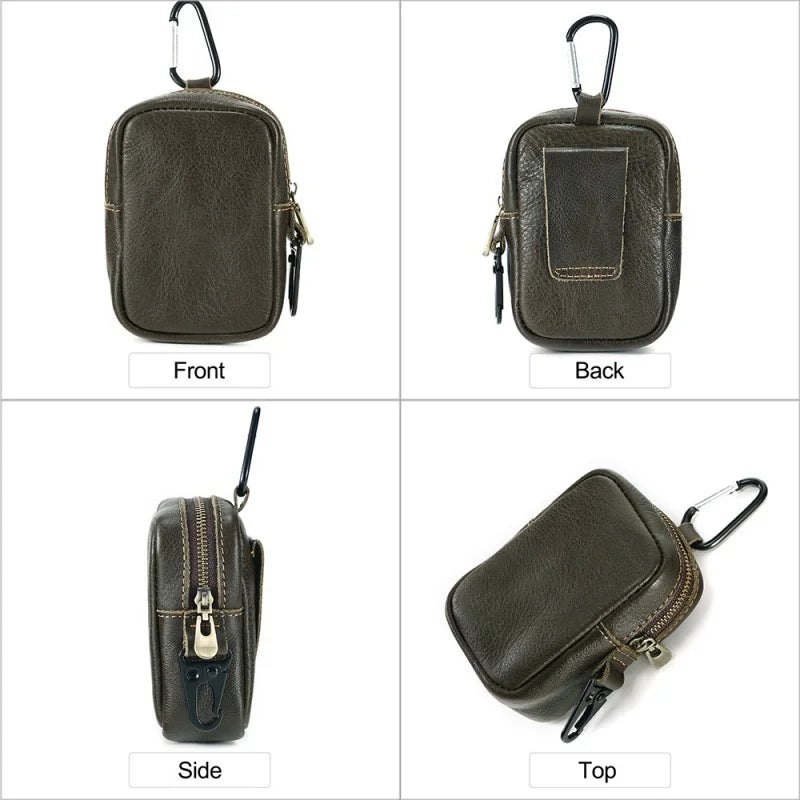 Leather Waist Fanny Pack Earphone Bag Mini Key Holder Pouch