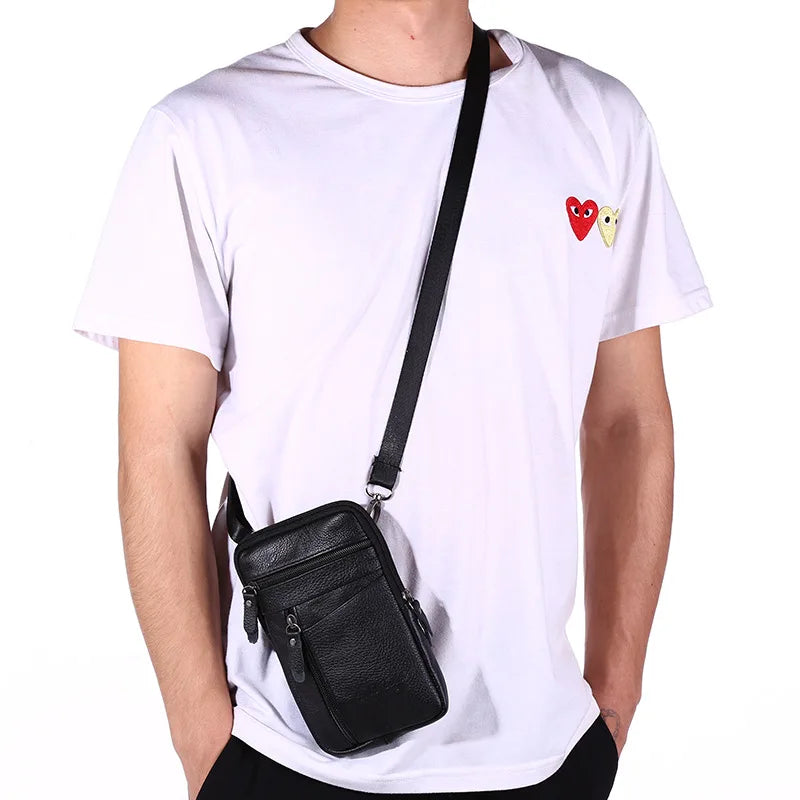 Leather Waist Packs Pocket Men's CellPhone Bags Man Sports Cross Shoulder Belt B
