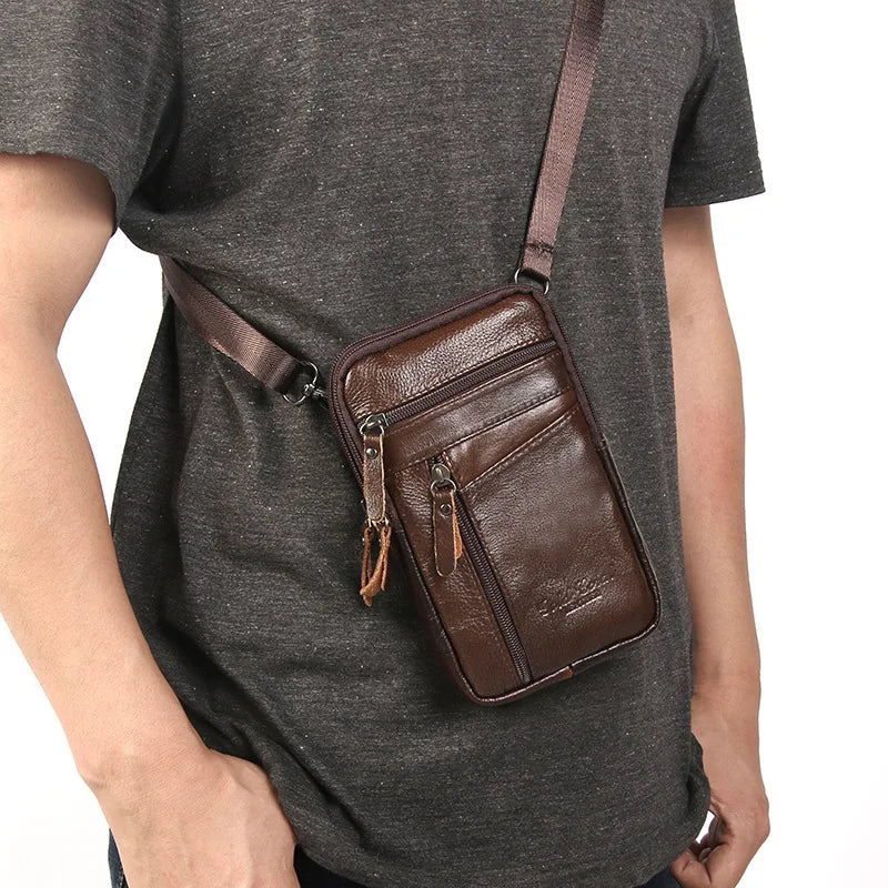 Leather Waist Packs Pocket Men's CellPhone Bags