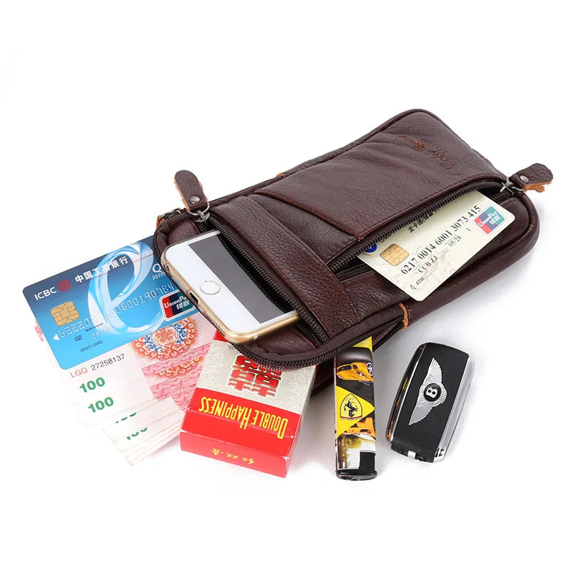 Leather Waist Packs Pocket Men's CellPhone Bags