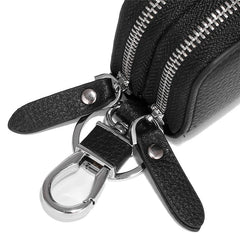 Leather Key Wallet Double Zipper Keychain Case