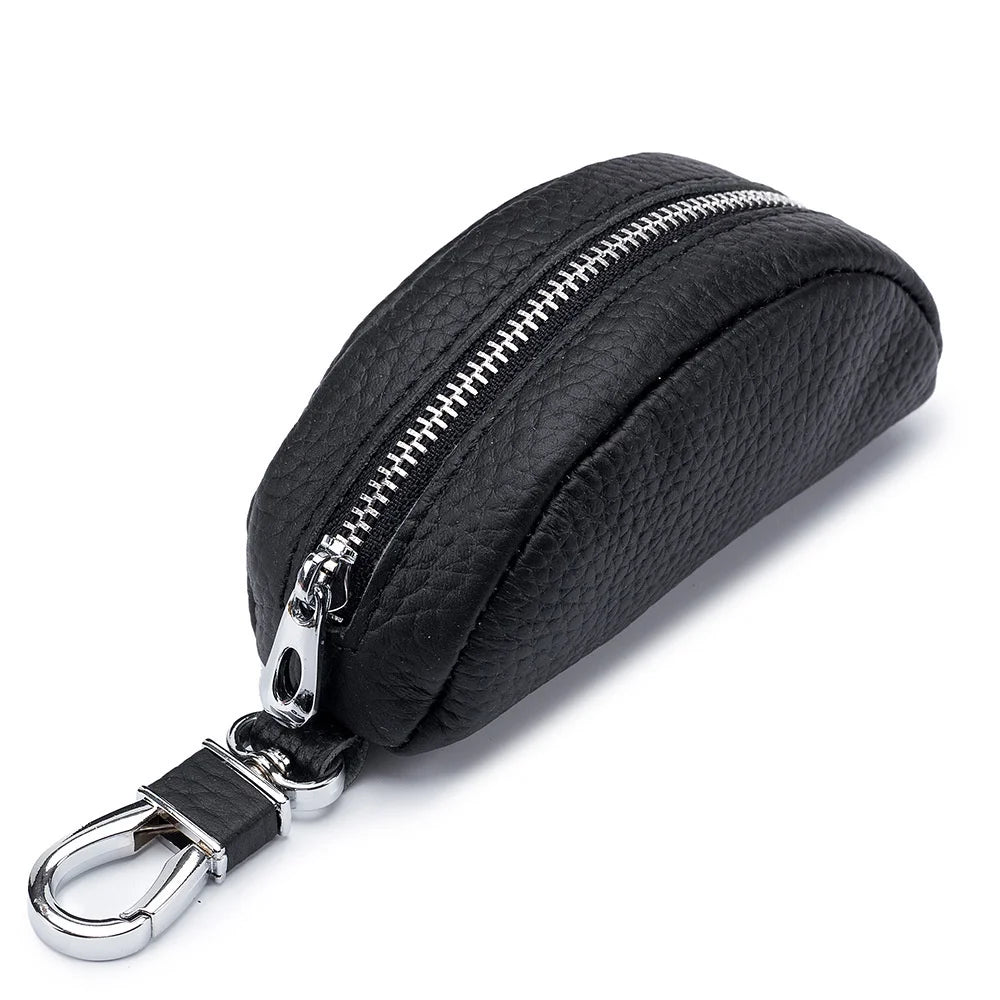 Leather Zipper Key Wallet for Men and Women
