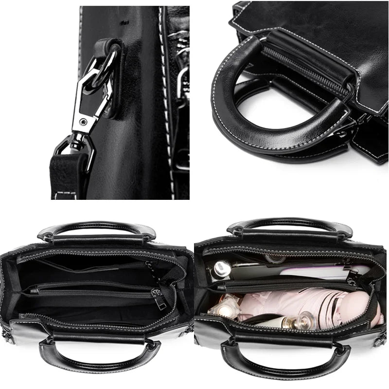 Vintage Oil Wax Leather Women Bag Tote Bag for Women