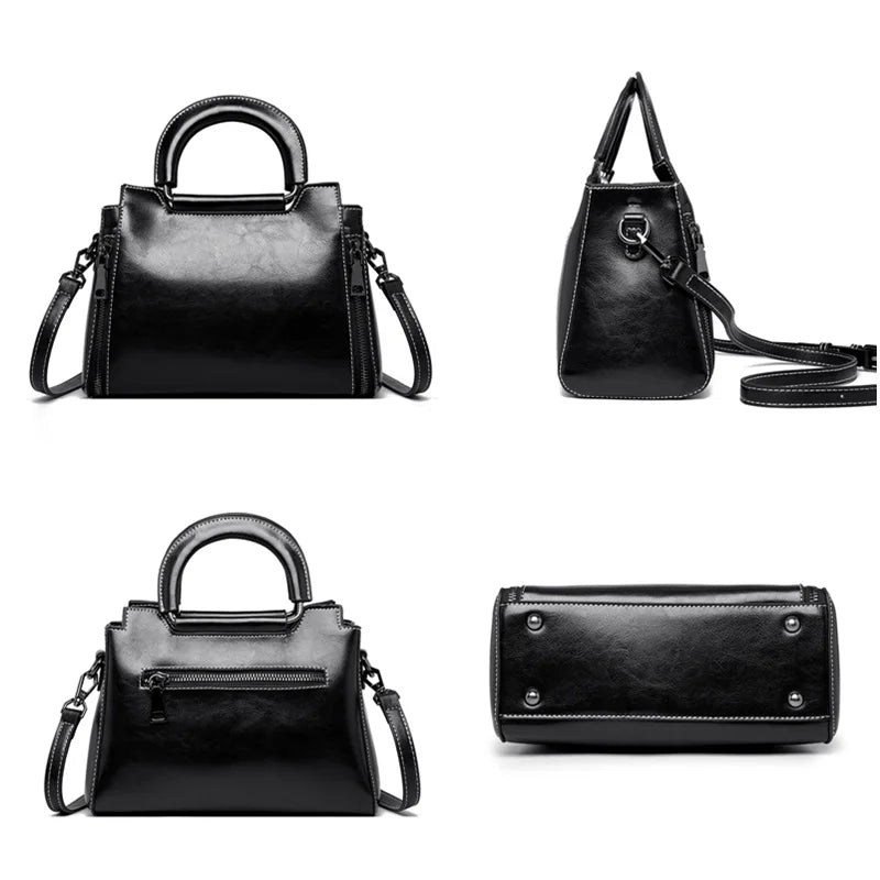 Vintage Oil Wax Leather Women Bag Tote Bag for Women