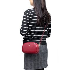 Leather Women Crossbody Bags Small 3 Layer Zipper Female Messenger Bag