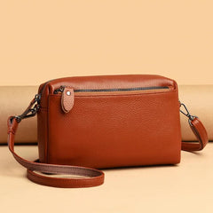 Multi-Layer Crossbody Bag Soft Leather Shoulder Messenger Bag