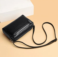 Multi-Layer Crossbody Bag Soft Leather Shoulder Messenger Bag