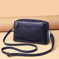 Multi-Layer Crossbody Bag Soft Leather Shoulder Messenger Bag