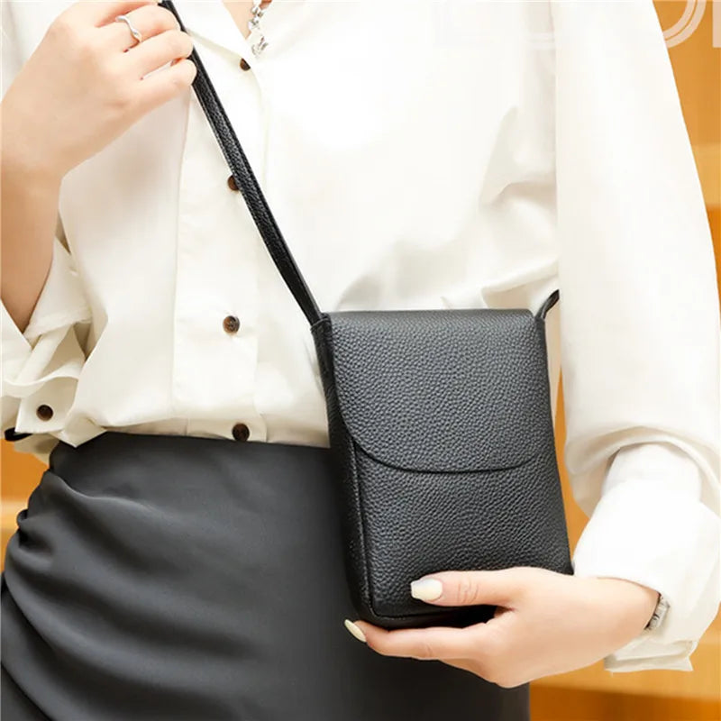 Leather Women's Casual Phone Bag Ladies Messenger Bag Small Shoulder Bag