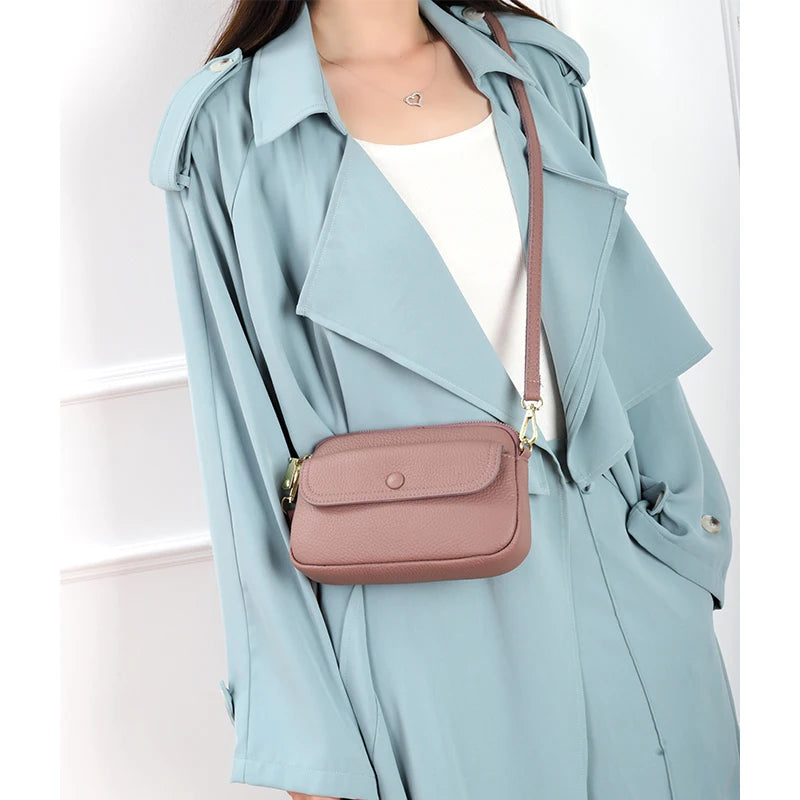 Leather Women's Shoulder Bags Ladies Daily Messenger Bags Female Cellphone Cross