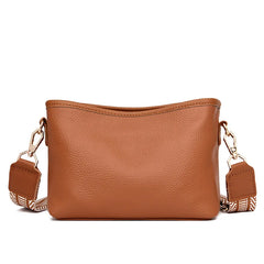 Leather Women's Wide Shoulder Strap Crossbody Bag Vintage Tote Messenger