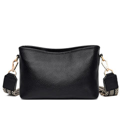 Soft Leather Women Handbag Wide Strap Shoulder Bag Purse