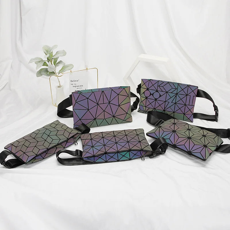 Geometric Night Light Waist Bag Crossbody Mini Phone Holder