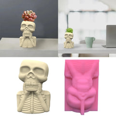 Halloween Skull Gypsum Silicone Mold for Succulent Plant Pot