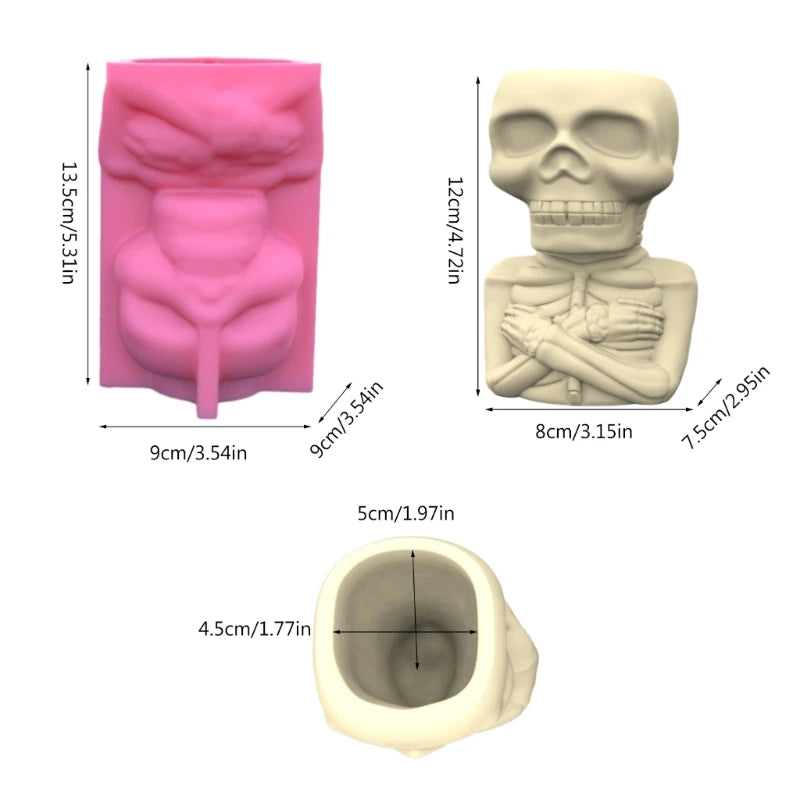 Geometric Halloween Skull Silicone Mold for Succulent Plant Pot
