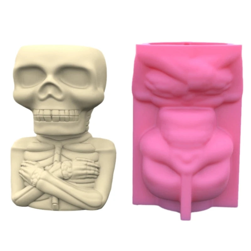 Geometric Halloween Skull Silicone Mold for Succulent Plant Pot