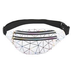 Geometric Pattern Waist Bag PU Artificial Leather Splicing Belt Bag