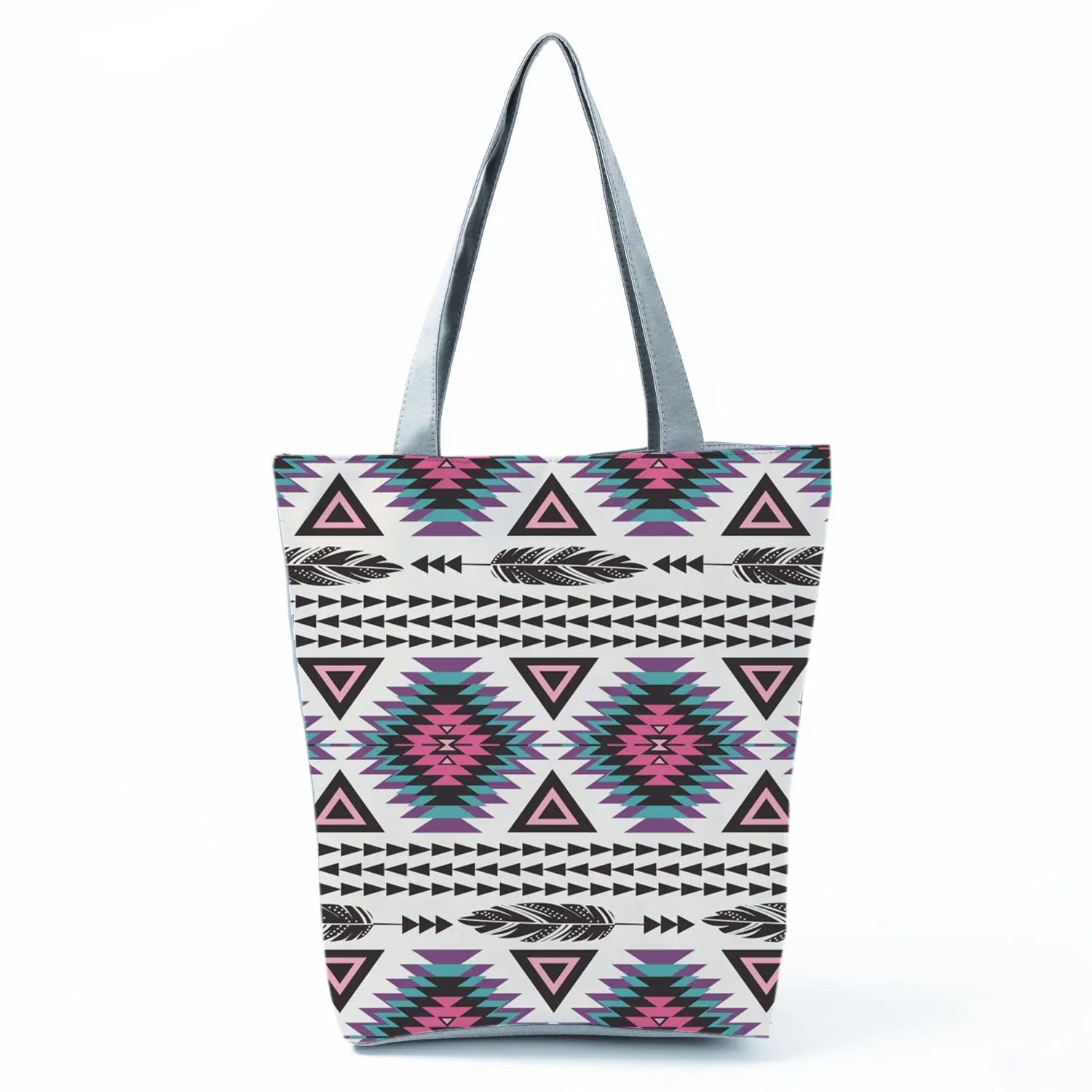 Geometric Striped Printed Reusable Tote Bag for Women