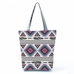 Geometric Striped Printed Reusable Tote Bag for Women