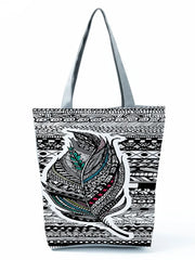Geometry Printed Handbags Feather Classic Lady Large Capacity Tote