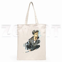 George Michael Choose Life Vintage Female Handbags Canvas Tote Shoulder Bag