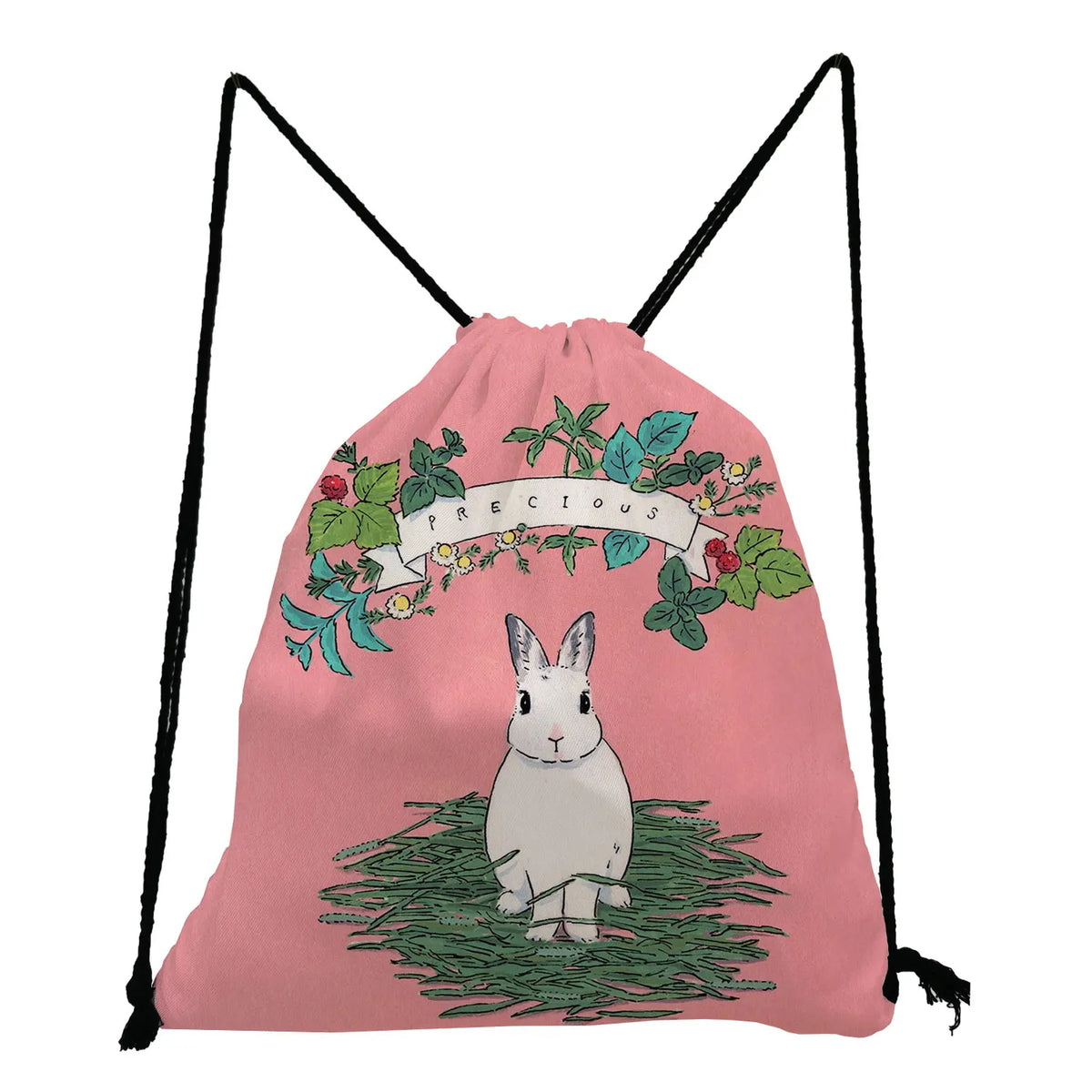 Casual Drawstring Backpack with Rabbit Print