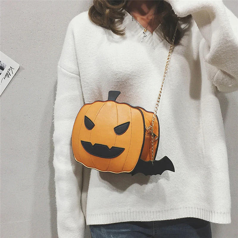 Girl Halloween Pumpkin Shaped Demon Messenger Shoulder Bag